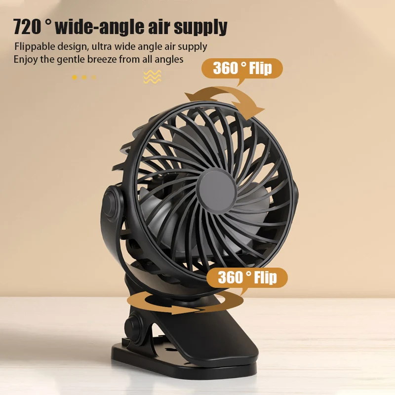 Oscillating Fan Clip - Rechargeable Portable Electric Fan 720° Rotating